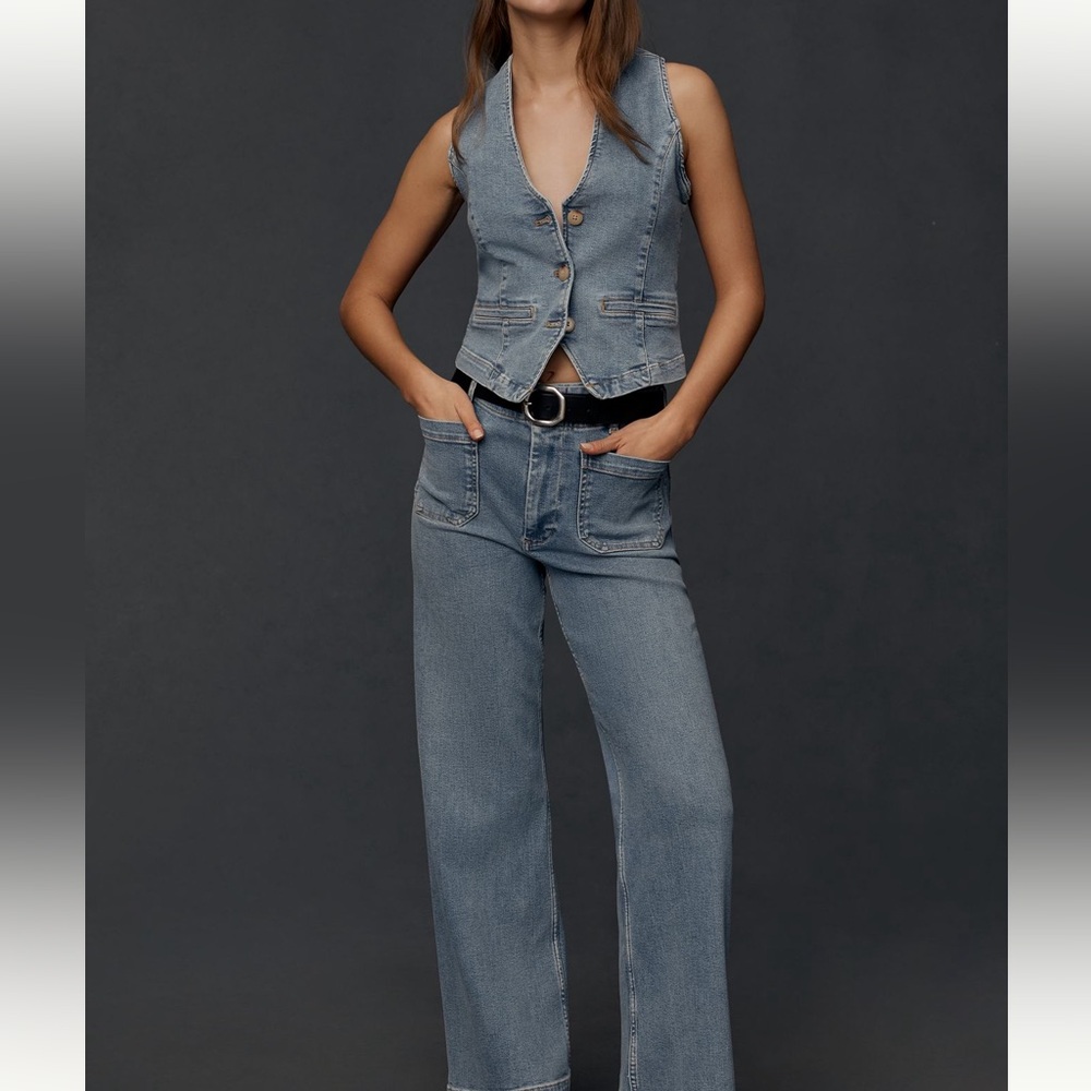 Anthropologie The Jolene Regenerative Cotton Denim Vest by Pilcro SIZE XS NEW - Picture 5 of 7